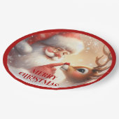 Cheerful Santa Claus Rudolph Christmas Plates Papieren Bordje (Gekanteld)