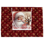 Cheerful Santa Claus Rudolph Holiday Gift Bag Groot Cadeauzakje (Achterkant)