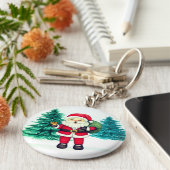 Cheerful Santa Claus Sleutelhanger (Zijkant)