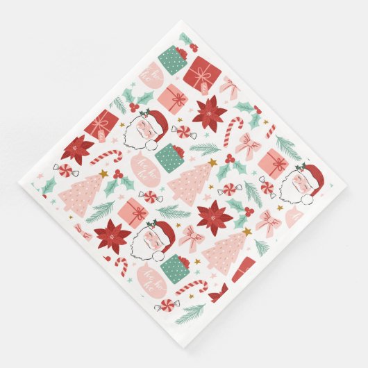 Cheerful Santa Face | Kerst-papierdiner Servet (Hoek)