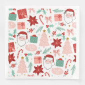 Cheerful Santa Face | Kerst-papierdiner Servet (Voorkant)
