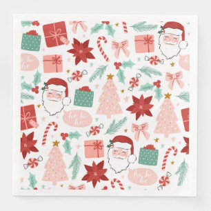 Cheerful Santa Face   Kerst-papierdiner Servet