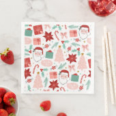 Cheerful Santa Face | Kerst-papierdiner Servet (Insitu)