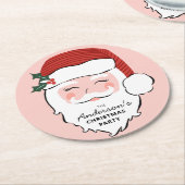 Cheerful Santa Face | Kerstfeest Ronde Kartonnen Onderzetter (Gebogen)