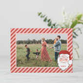 Cheerful Santa Face | Kerstmis | Foto Feestdagenkaart (Staand voorkant)