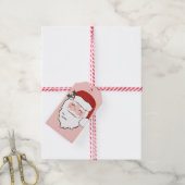 Cheerful Santa Face | Roze en rode kerstcadeautjes Cadeaulabel (Met Touw)