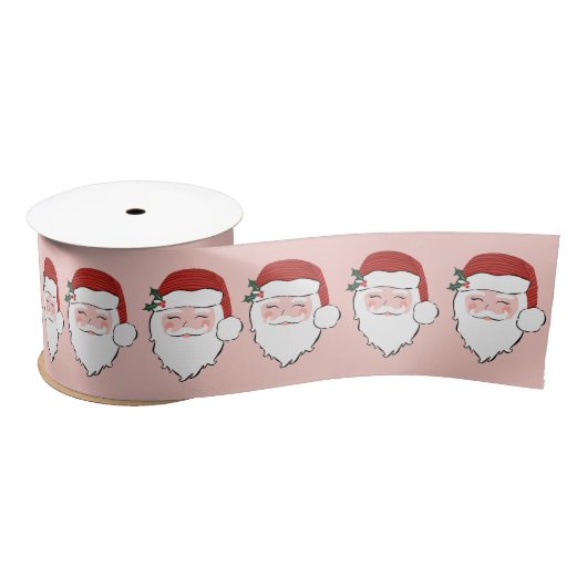 Cheerful Santa Face | Roze en rood | Satijnen Lint (Spoel)