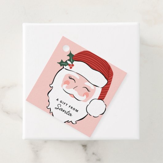 Cheerful Santa Face | Roze en rood | Van Santa Bedankjes Labels (In situ)