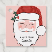 Cheerful Santa Face | Roze en rood | Van Santa Bedankjes Labels (Voorkant)