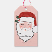Cheerful Santa Face | Roze en rood | Van Santa Cadeaulabel (Voorkant)