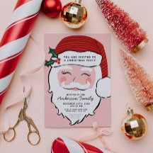 Cheerful Santa Face | Roze en rood | Van Santa