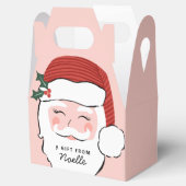 Cheerful Santa Face | Roze kerstvierkant Bedankdoosjes (Geopend)