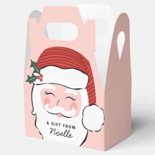 Cheerful Santa Face | Roze kerstvierkant Bedankdoosjes (Geopend)