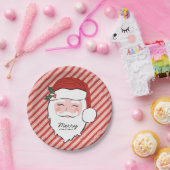 Cheerful Santa Face | Vrolijk kerstfeest Papieren Bordje (Feest)
