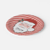 Cheerful Santa Face | Vrolijk kerstfeest Papieren Bordje (Gekanteld)