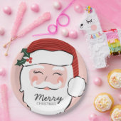 Cheerful Santa Face | Vrolijk kerstfeest Papieren Bordje (Feest)