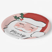 Cheerful Santa Face | Vrolijk kerstfeest Papieren Bordje (Gekanteld)