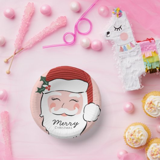 Cheerful Santa Face | Vrolijk kerstfeest Papieren Kommen (Feest)