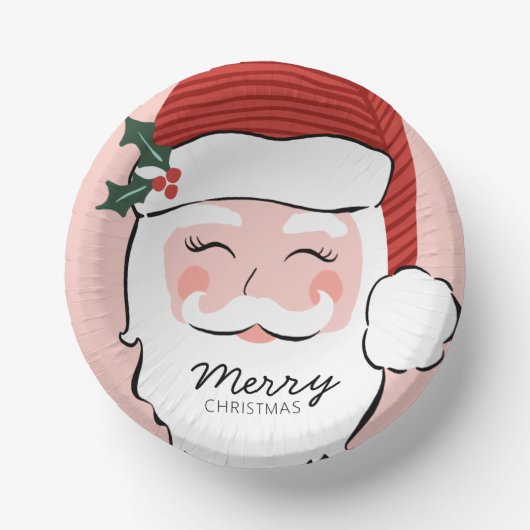 Cheerful Santa Face | Vrolijk kerstfeest Papieren Kommen (Voorkant)