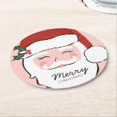 Cheerful Santa Face | Vrolijk kerstfeest Ronde Kartonnen Onderzetter (Gebogen)