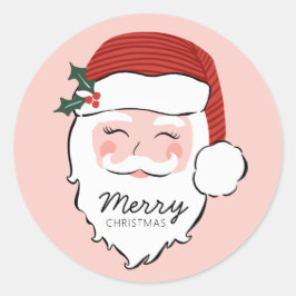 Cheerful Santa Face | Vrolijk kerstfeest Ronde Sticker