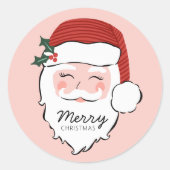 Cheerful Santa Face | Vrolijk kerstfeest Ronde Sticker (Voorkant)