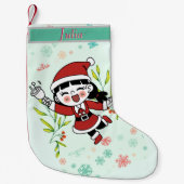 Cheerful Santa Girl Kleine Kerstsok (Voorkant)