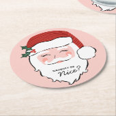 Cheerful Santa | Naughty of Nice Ronde Kartonnen Onderzetter (Gebogen)
