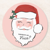 Cheerful Santa | Naughty of Nice Ronde Kartonnen Onderzetter (Voorkant)