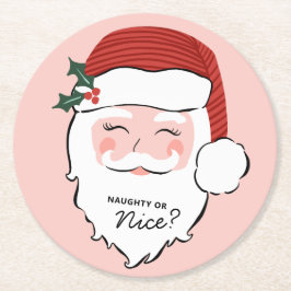 Cheerful Santa | Naughty of Nice Ronde Kartonnen Onderzetter
