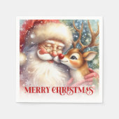 Cheerful Santa Rudolph Christmas Table Napkins Servet (Voorkant)