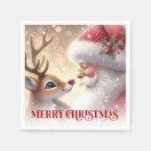 Cheerful Santa Rudolph Holiday Dinner Napkins Xmas Servet (Voorkant)