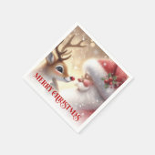 Cheerful Santa Rudolph Holiday Dinner Napkins Xmas Servet (Hoek)