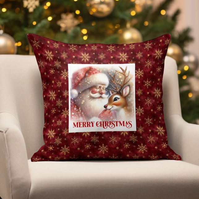 Cheerful Santa Rudolph Xmas Pillow Holiday Smiles  Kussen (Cheerful Santa Rudolph Xmas Pillow Holiday Smiles )