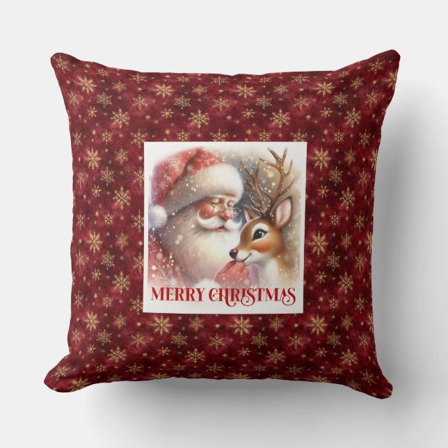 Cheerful Santa Rudolph Xmas Pillow Holiday Smiles  Kussen (Voorkant)