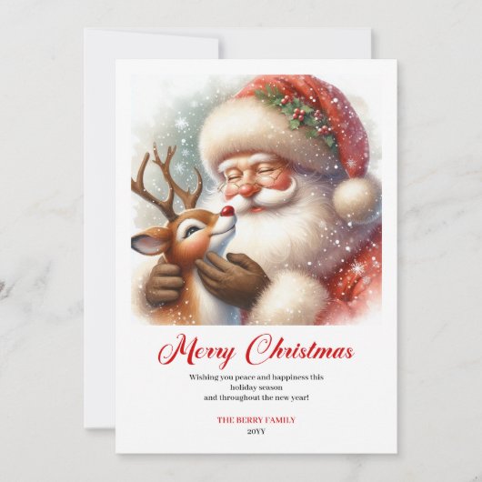 Cheerful Santa With Rudolph Fun Christmas Greeting Feestdagenkaart (Voorkant)