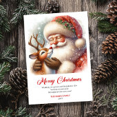 Cheerful Santa With Rudolph Fun Christmas Greeting Feestdagenkaart