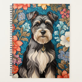 Cheerful Schnauzer William Morris Inspired Floral Planner