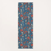 Cheerful Skeletons And Red Roses Denim Blue Yogamat (Voorkant)