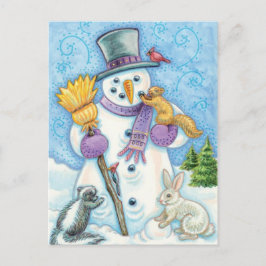 Cheerful sneeuwman briefkaart