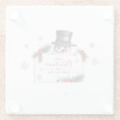 Cheerful Snowman Christmas New Year Greetings Glazen Onderzetter (Achterkant)
