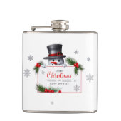 Cheerful Snowman Christmas New Year Greetings Heupfles (Voorkant)