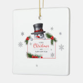 Cheerful Snowman Christmas New Year Greetings Keramisch Ornament (Links)