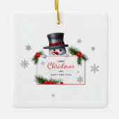 Cheerful Snowman Christmas New Year Greetings Keramisch Ornament (Voorkant)