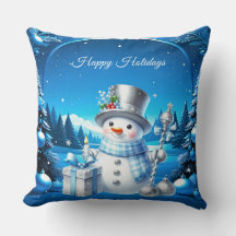 Cheerful Snowman in a Snowy Forest