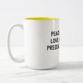 Cheerful Snowman with Gifts Tweekleurige Koffiemok (Links)