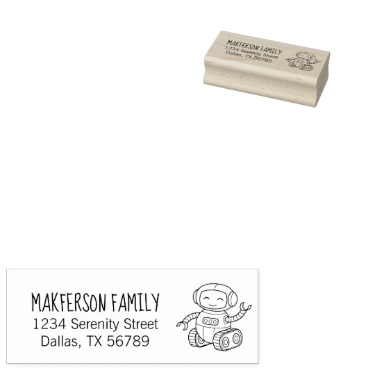 Cheerful Speelgoed Robot Family Address Rubberstempel (Gestempeld)