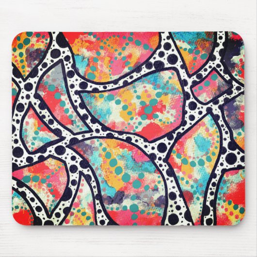 Cheerful Spots, Stippen en funky Lines Muismat (Voorkant)