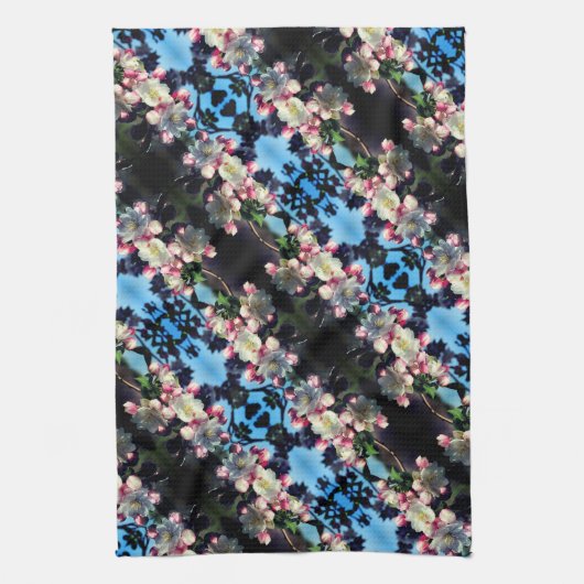 Cheerful Spring Crabapple Flower Blossom Pattern Theedoek (Verticaal)