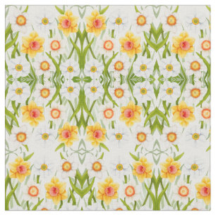 Cheerful Spring Daffodils Fabric Stof